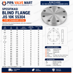 Blind Flange JIS 10K SS304 STD 1/2" - 2" - Image 2