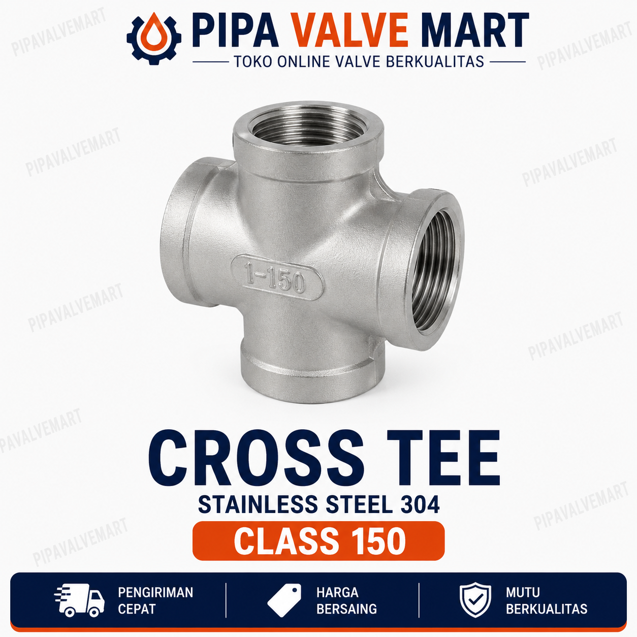 image0 (6) Cross Tee Drat SS304 Class 150 BSPT - Image 1