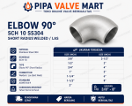 Elbow 90° SCH 10 SS304 Long Radius Welded/Las - Image 2