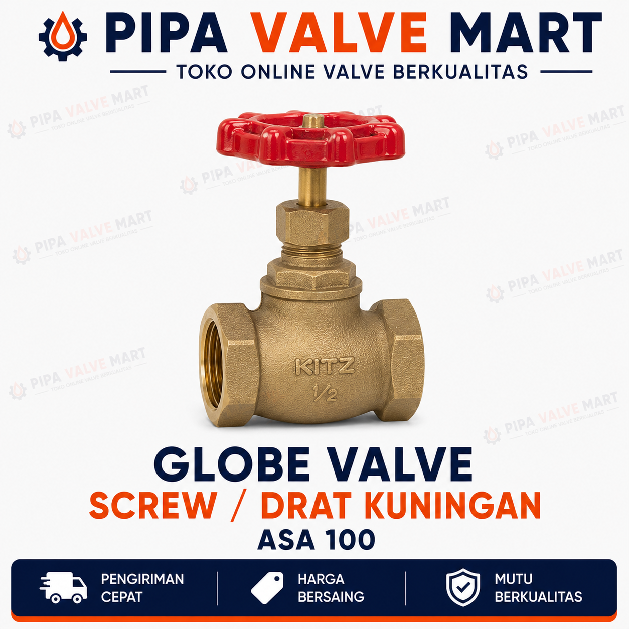 image10 Globe Valve KITZ Screw/Drat Kuningan ASA 100 - Image 1