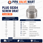 Plug SS304 Class 150 BSPT - Image 2