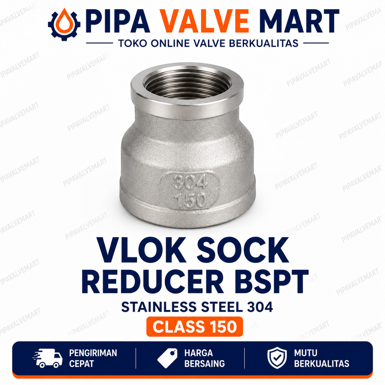 image2 (1) Vlok Sock / Reducer SS304 Class 150 BSPT 2-1/2" - 3" - Image 1