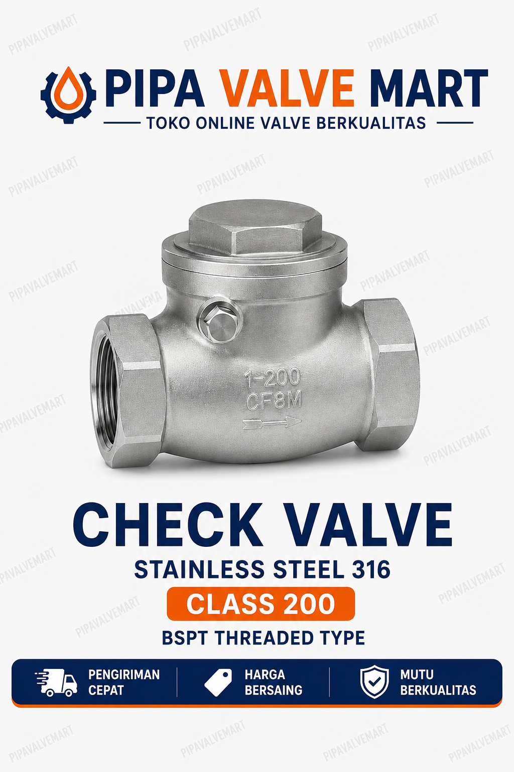 image2 (8) Check Valve SS316 Class 200 BSPT - Image 1