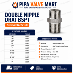 Double Nipple Drat SS304 Class 150 BSPT - Image 2